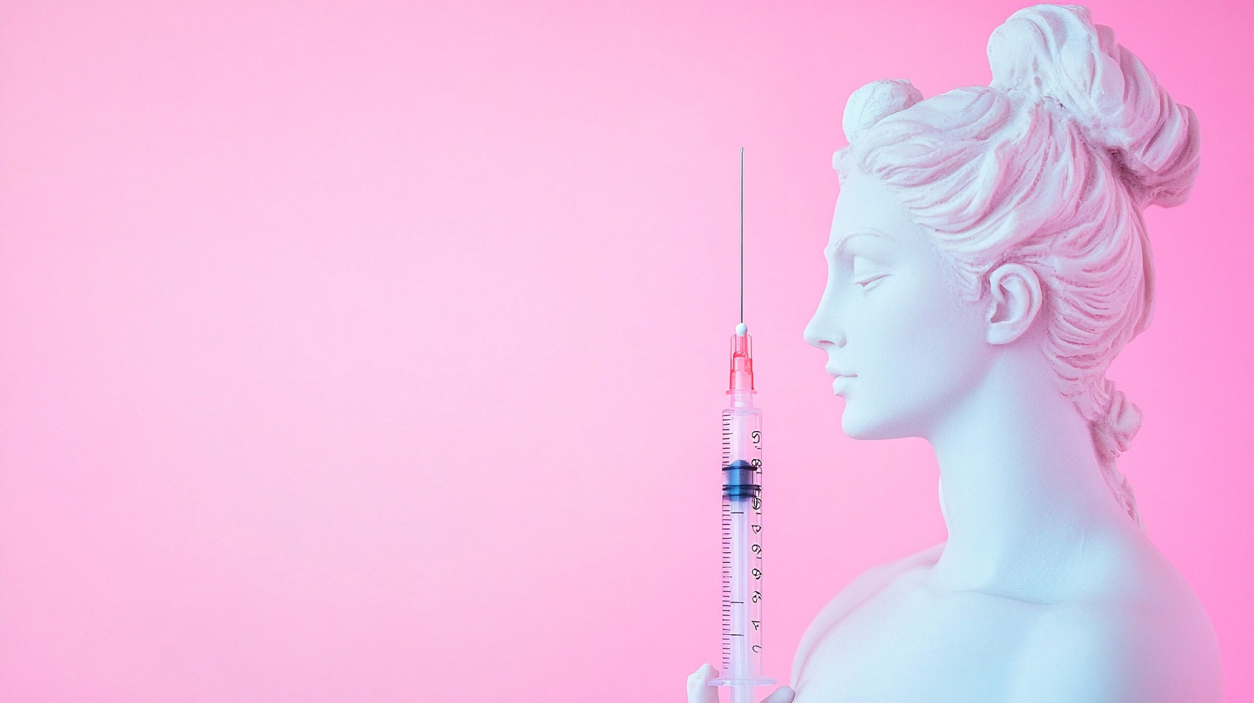 a statue with a injection